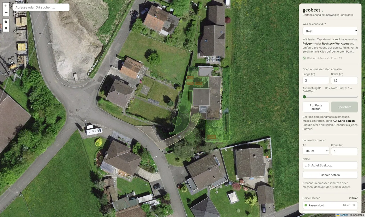 Flächenerfassung auf dem swisstopo-Luftbild, zehn Flächentypen.